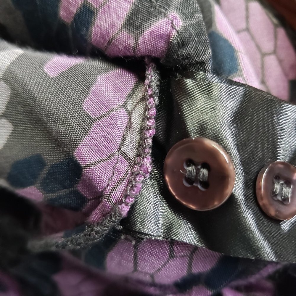 Masai Drawstring Bubble Hem Tunic Dress Lagenlook S‎ Grey Purple Black Artsy - Picture 8 of 13